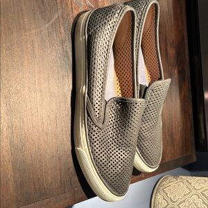 Sperry Charcoal Perforated Slip-On Flats